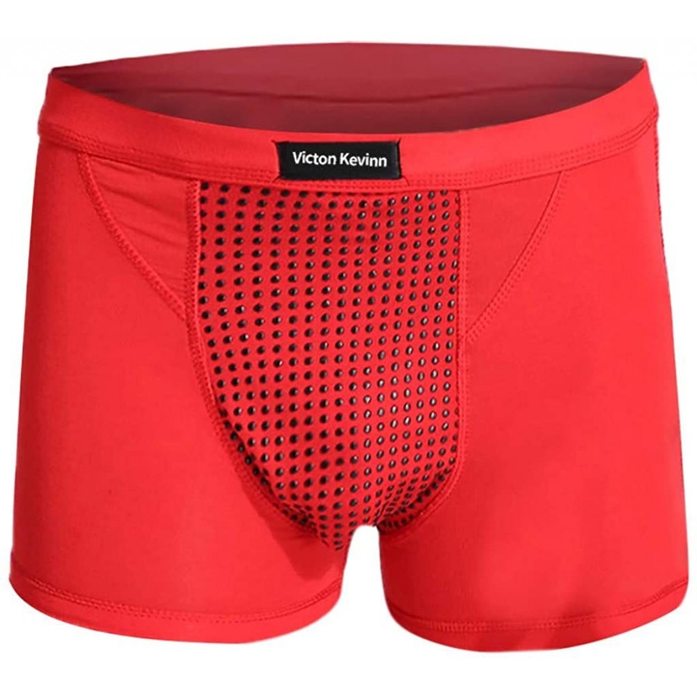 Bikinis Energy Underwear Mens Personalized Unique Therapy Boxers Briefs Solid Underpants with 22 Magnets Red - CM18X76S50K