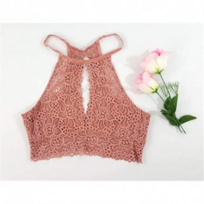 Camisoles & Tanks Women Camis Hot Lace Crop Tops Summer Sexy Vest Lady Bralette - Pink - C3199NHW3NA