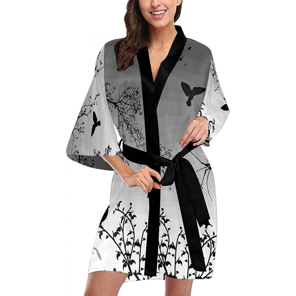 Robes Custom Night Sky Deer Tree Women Kimono Robes Beach Cover Up for Parties Wedding (XS-2XL) - Multi 3 - CM194S3TATN