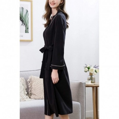 Robes Women Kimono Robe Men Bathrobe Long Dressing Gown Loungewear for House Spa - Black - CY1906CA7OK