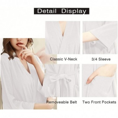 Robes Womens Terry Cloth Bathrobe Lightweight Robe Long Knit Bathrobe Soft Sleepwear V Neck Ladies Nightwear Robe White - CI1...