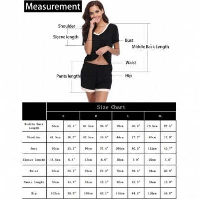 Sets Womens Pajama Short Sets Cotton Short Sleeve Sleepwear Nightwear Summer Lounge Pj Set - Black - CP18QMGN3ST