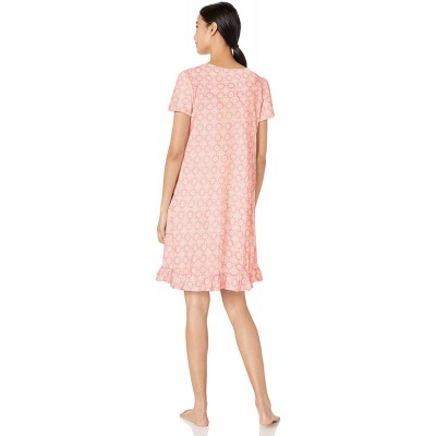 Nightgowns & Sleepshirts Women's Short Gown - Peach Disty - CE18LNQ0EHN