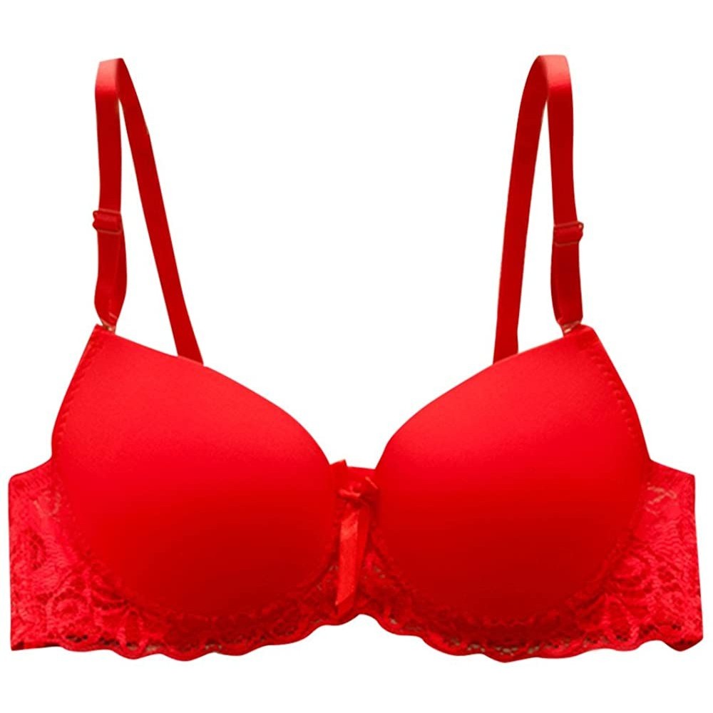 Bras Push Up Bras for Women Sexy Lace Bra Tank Cami Crop Underwear tops - Red - CK18HYNGLWU