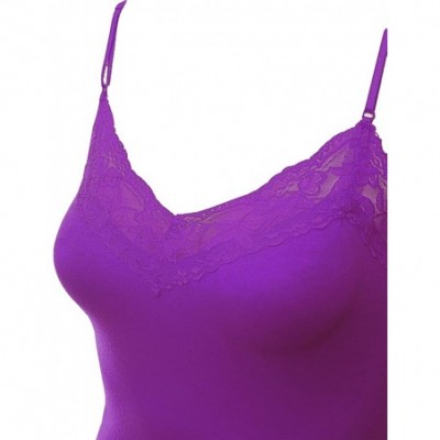 Camisoles & Tanks Women's Lace Neck Camisole Top- Sizes Small Thru XXX-Large - New Purple - CF182ICYO77