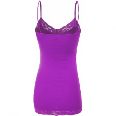 Camisoles & Tanks Women's Lace Neck Camisole Top- Sizes Small Thru XXX-Large - New Purple - CF182ICYO77