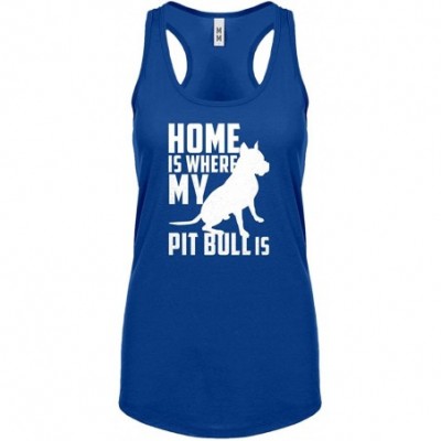 Camisoles & Tanks Home is Where My Pit Bull is Womens Racerback Tank Top - Royal Blue - CO1885YWWY0