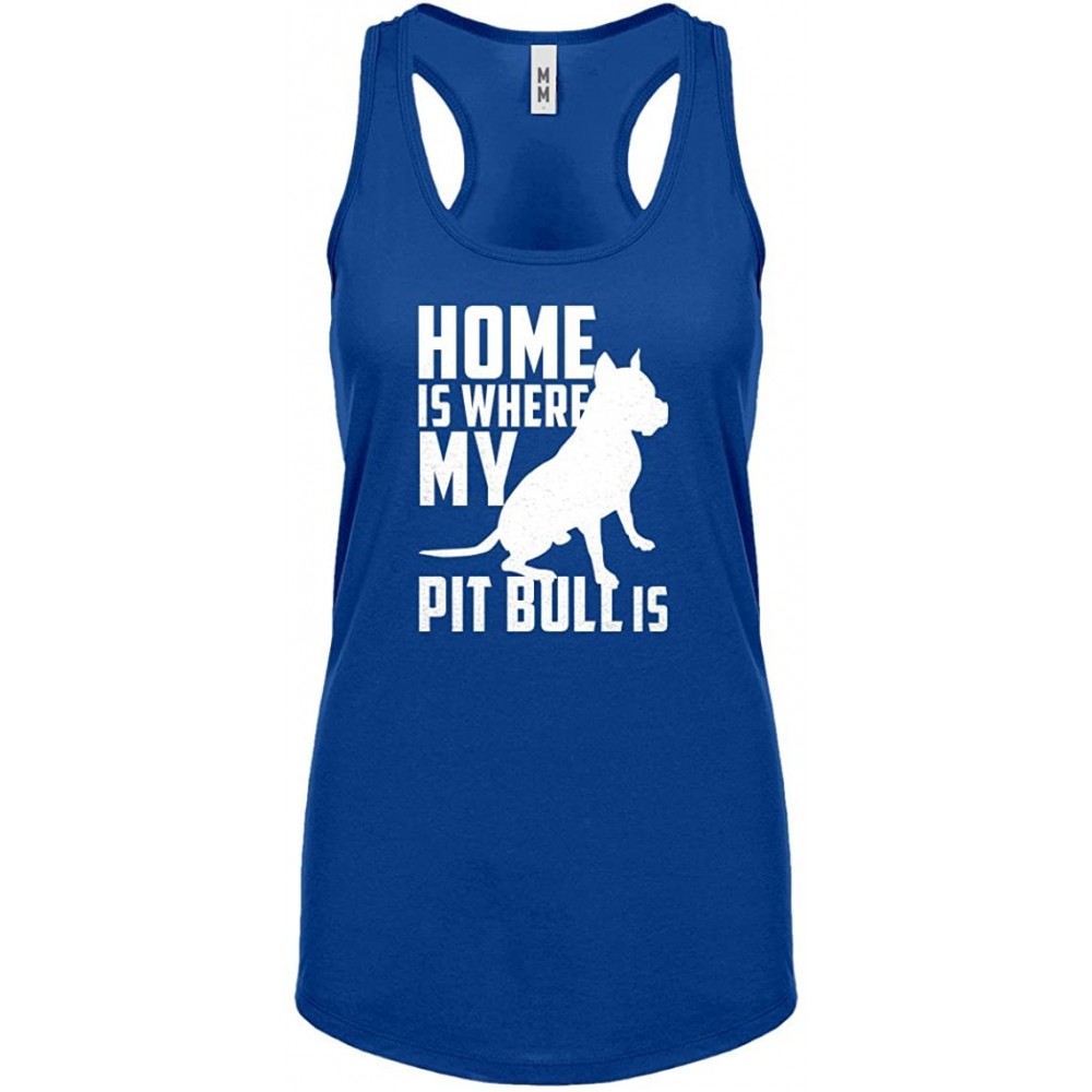 Camisoles & Tanks Home is Where My Pit Bull is Womens Racerback Tank Top - Royal Blue - CO1885YWWY0