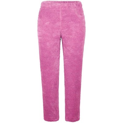 Bottoms Women Fleece Pants Loose Fit Fuzzy Pajama Pants Winter Warm Trousers - Rose Red2 - CD18L3ZKZTE