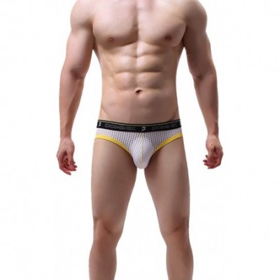 Briefs Mens Mesh Underwear Super Elastic Breathable Mesh fit Jockstrap - White-y - CL18UGX4TW0