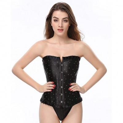 Shapewear Women's Back Lace Up Adjustable Corset Sexy Lingerie Waist Cincher Training Bustier for Womens - Black - CB18WXL8MQS