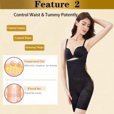 Shapewear Women's Shapewear Thigh Slimmer Hi-Waist Lace Tummy Control Body Shaper Smooth Slip Short Butt Lifter Panties - Bla...