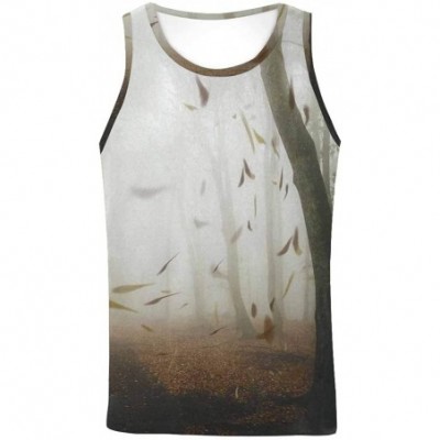 Undershirts Men's Muscle Gym Workout Training Sleeveless Tank Top Misty Forest - Multi1 - CY19D0SGCN9