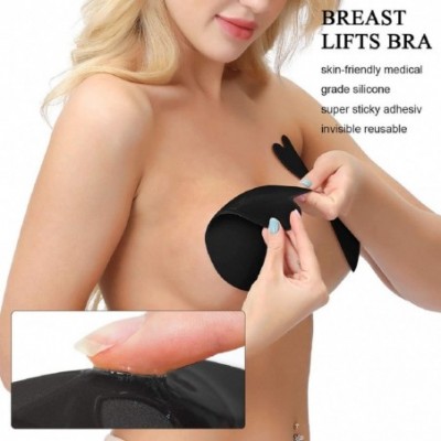 Accessories Women Nipple Cover Invisible 2 Sets Adhesive Bra Push up Backless - S Black - CC19C5Q6ZSX