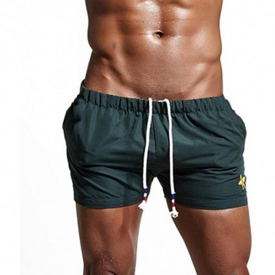 Boxer Briefs Swimming Trunks- Men's Sports Running Swim Shorts Underwear Pant Boxer Briefs - Green - a - C318GEWAASW