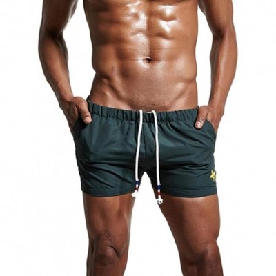 Boxer Briefs Swimming Trunks- Men's Sports Running Swim Shorts Underwear Pant Boxer Briefs - Green - a - C318GEWAASW