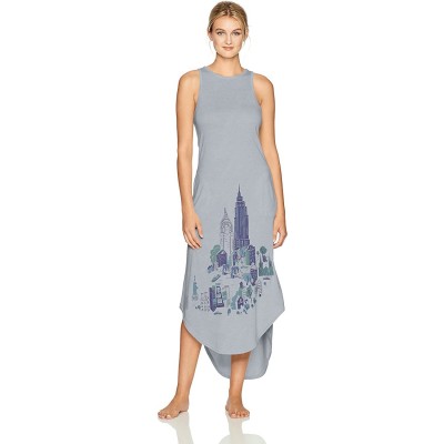 Nightgowns & Sleepshirts Women's Jersey Screen Printed Maxi Gown with Pockets - Grey New York City - CL17YG7CYQ3