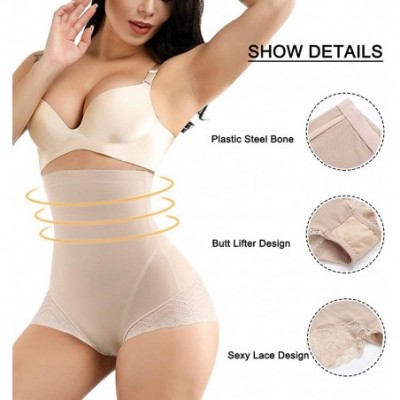 Shapewear Women Body Shaper High Waist Shapewear Control Panties Seamless Butt Lifter S-3XL - Beige-lace - C918Y43K838