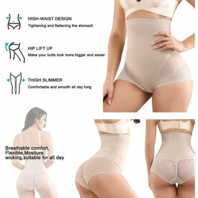 Shapewear Women Body Shaper High Waist Shapewear Control Panties Seamless Butt Lifter S-3XL - Beige-lace - C918Y43K838