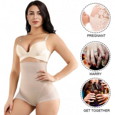 Shapewear Women Body Shaper High Waist Shapewear Control Panties Seamless Butt Lifter S-3XL - Beige-lace - C918Y43K838