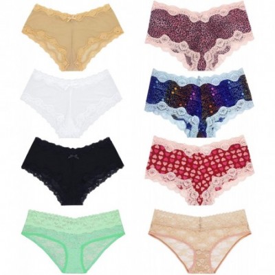 Panties Pack of 4 or 6 Sexy Sheer Lace Tanga Hipster Bikini Panties - Pack E(8 Pack) - CT18KI2SZWA