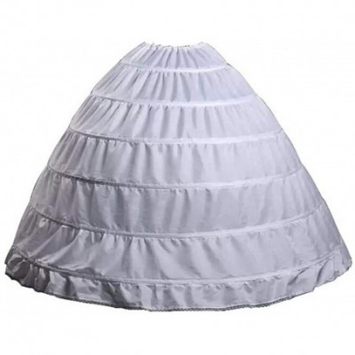 Slips Womens 6 Hoops Crinoline Underskirt Long Petticoat for Wedding Dresses - White - CB18WELM2TR