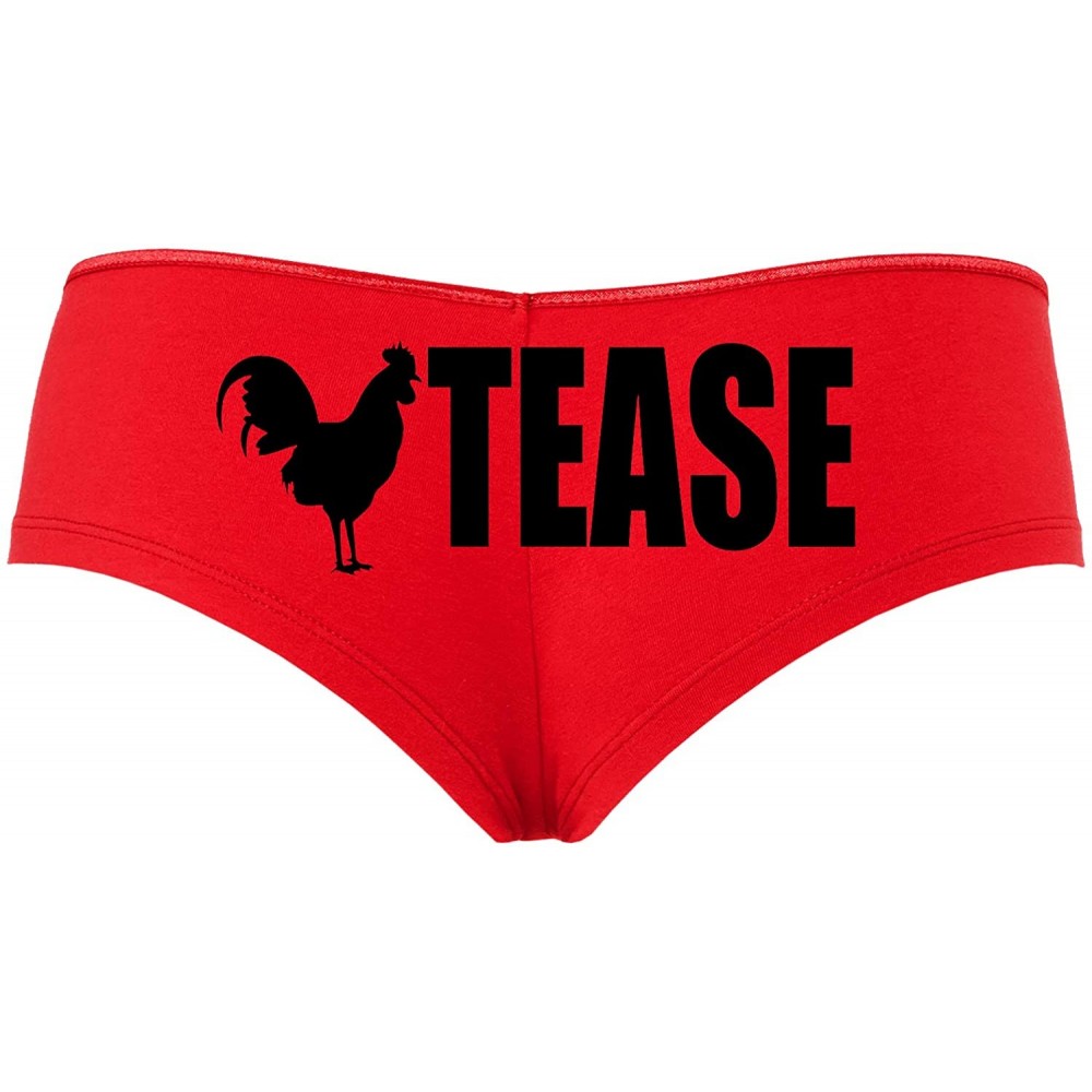 Panties Cock Rooster Tease Hotwife Slut Red Sexy Boyshort Underwear - Black - CQ18SW24R0C