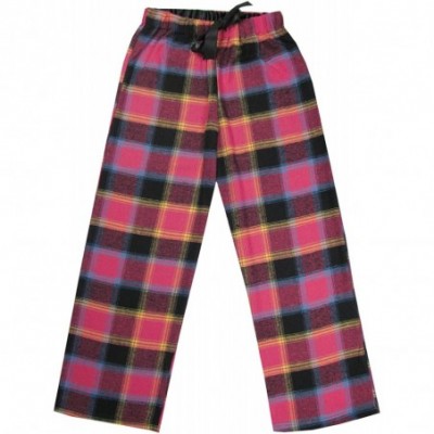 Sleep Bottoms Adult's 100% Cotton Super Soft Flannel Plaid Pajama/Lounge Pants/Shorts - Lsp001-pink - CB12N307RCP