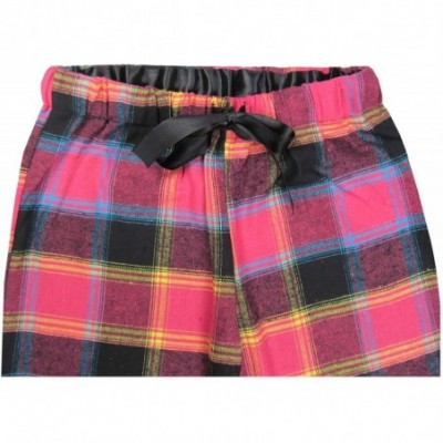 Sleep Bottoms Adult's 100% Cotton Super Soft Flannel Plaid Pajama/Lounge Pants/Shorts - Lsp001-pink - CB12N307RCP