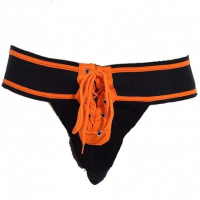 Briefs Sexy Men's Lingerie Cotton Tie Rope Cute Athletic Supporter Jockstrap Underwear Panties - Orange - CX18AG9ACXZ