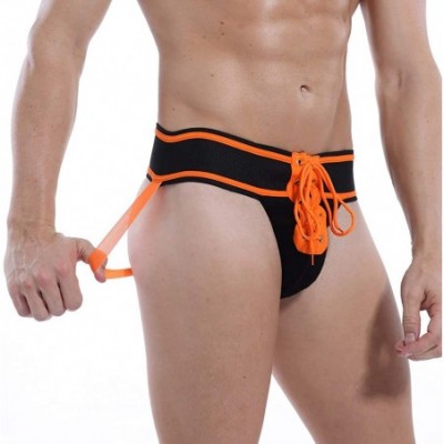 Briefs Sexy Men's Lingerie Cotton Tie Rope Cute Athletic Supporter Jockstrap Underwear Panties - Orange - CX18AG9ACXZ