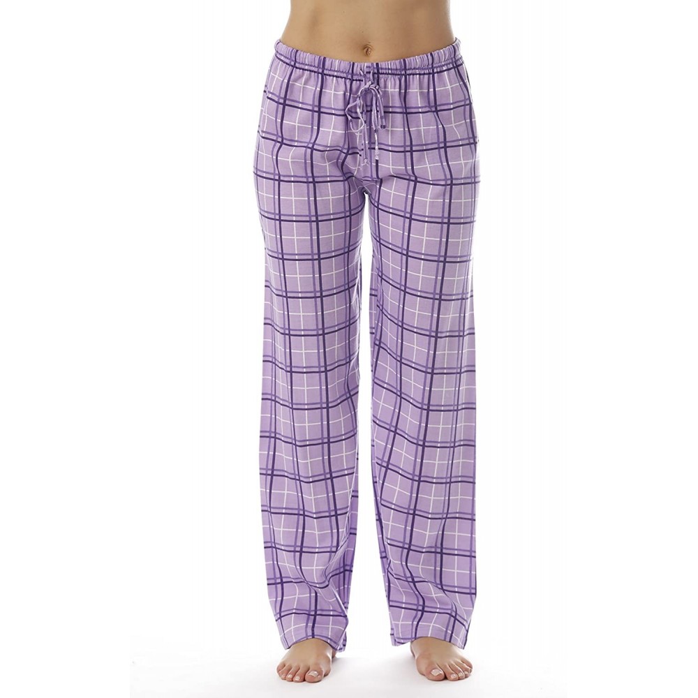 Bottoms Women Plaid Pajama Pants Sleepwear - Purple Plaid - C3188W56ENU