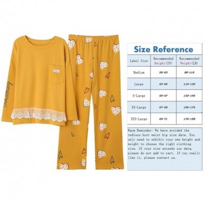 Sets Women's Long Sleeve Lounge Shirt Pajama Pants Sleepwear Set - D2233 Yellow - C2196AM83IT