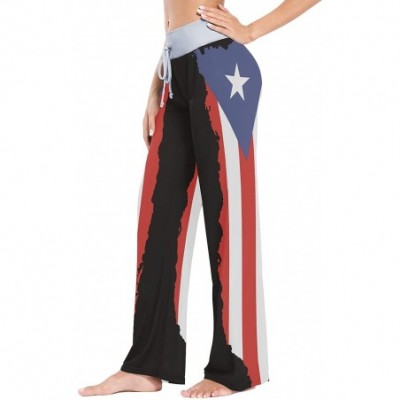 Bottoms Women's Comfy Stretch High Waist Drawstring Palazzo Wide Leg Pants - Pr Puerto Rico Flag - CE199E894Y4