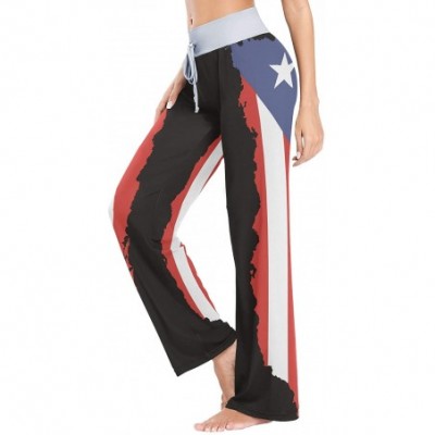 Bottoms Women's Comfy Stretch High Waist Drawstring Palazzo Wide Leg Pants - Pr Puerto Rico Flag - CE199E894Y4