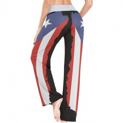 Bottoms Women's Comfy Stretch High Waist Drawstring Palazzo Wide Leg Pants - Pr Puerto Rico Flag - CE199E894Y4