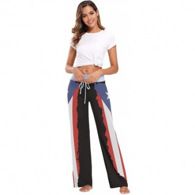 Bottoms Women's Comfy Stretch High Waist Drawstring Palazzo Wide Leg Pants - Pr Puerto Rico Flag - CE199E894Y4