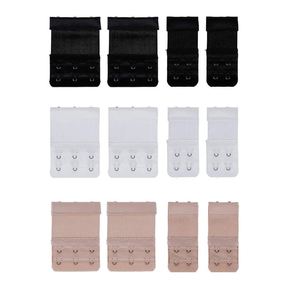 Accessories Bra Extender Bra Extension Straps 3 Hooks and 2 Hooks Elastic Band Soft Strap 12 Pack - CT18OYQ7W89