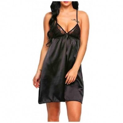 Nightgowns & Sleepshirts Women Bandeaux Underwear Everyday Sleeping Dress for Sex Flirt - Black - CM1900XGOEH