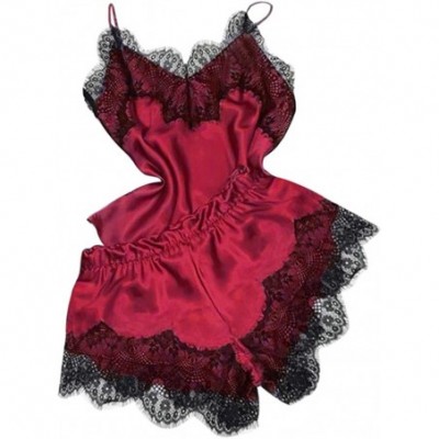 Thermal Underwear Women Sexy Lace Sleepwear Lingerie Temptation Babydoll Underwear Loose Floral Nightdress - Red - CG18S27GTD2