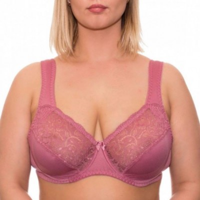 Bras Wide Strap Bra Plus Size Full Coverage Underwire Support Panels 34 36 38 40 42 44 46 / C D E F G H I J - Dusty Rose - CR...