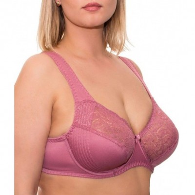 Bras Wide Strap Bra Plus Size Full Coverage Underwire Support Panels 34 36 38 40 42 44 46 / C D E F G H I J - Dusty Rose - CR...