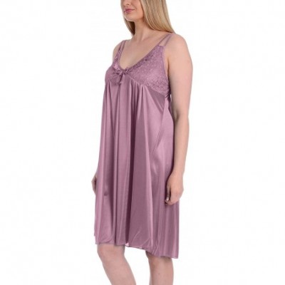 Nightgowns & Sleepshirts Women's Satin Silk Lovely Spaghetti Strap Lingerie Nightgown - Lightpink - C511UFQAD7F