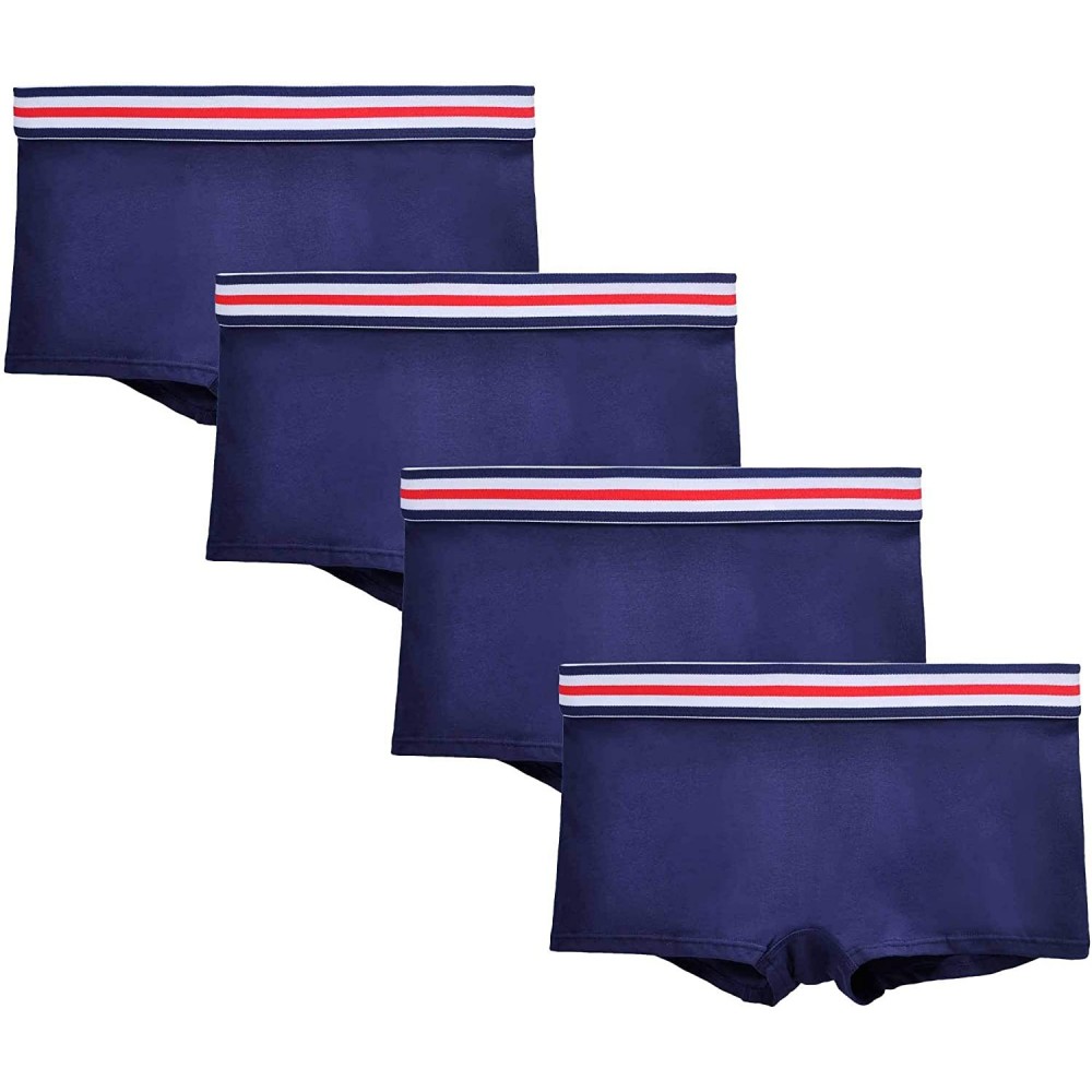 Panties Women Cotton Boyshorts Comfort Breathable Panties Stretch Underwear - 4 Pack Navy Blue - CT199KY4C9N