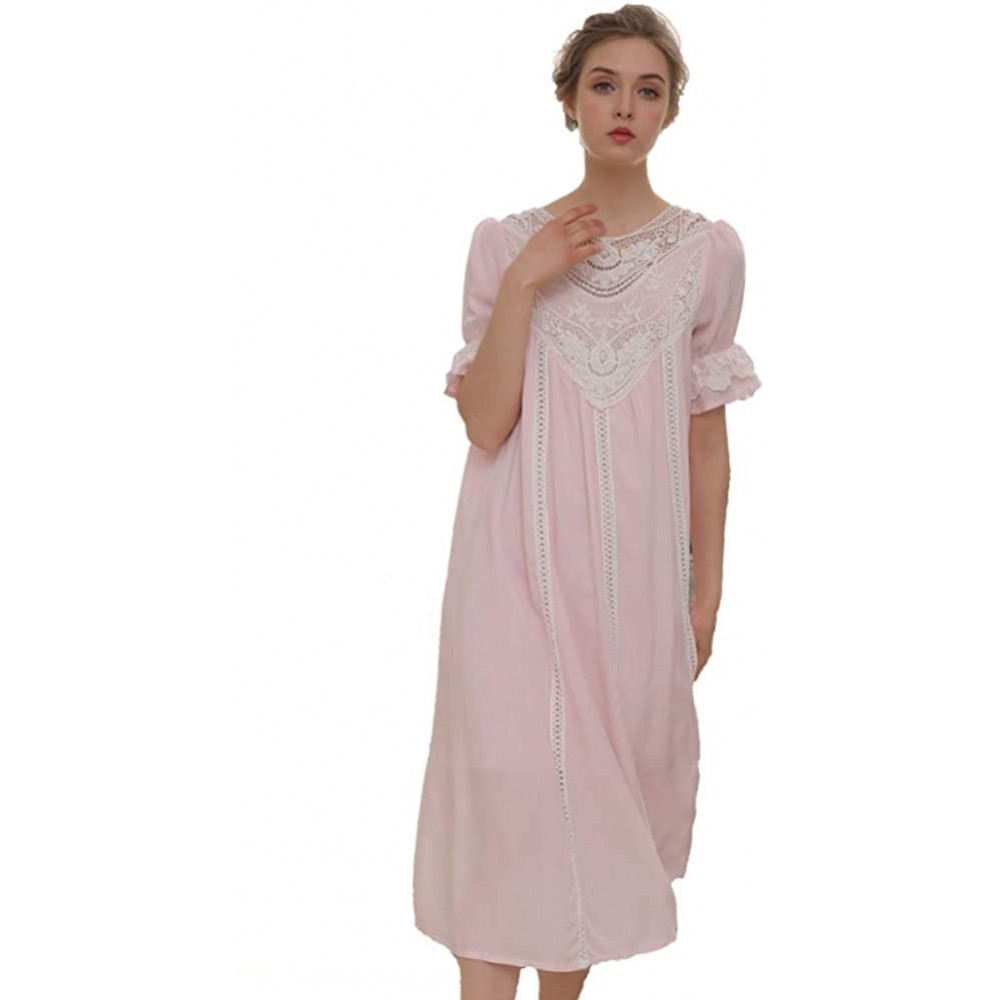 Nightgowns & Sleepshirts Victorian Cotton Nightgowns for Women Short Sleeve/Long Sleeve Nightdress Women Pajamas Sleep Shirt ...