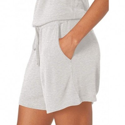 Nightgowns & Sleepshirts Fashion Casual Womens Summer Solid V-Neck Sleeveless Daliy Romper Pajama Set - Gray - CI190R7LLDC