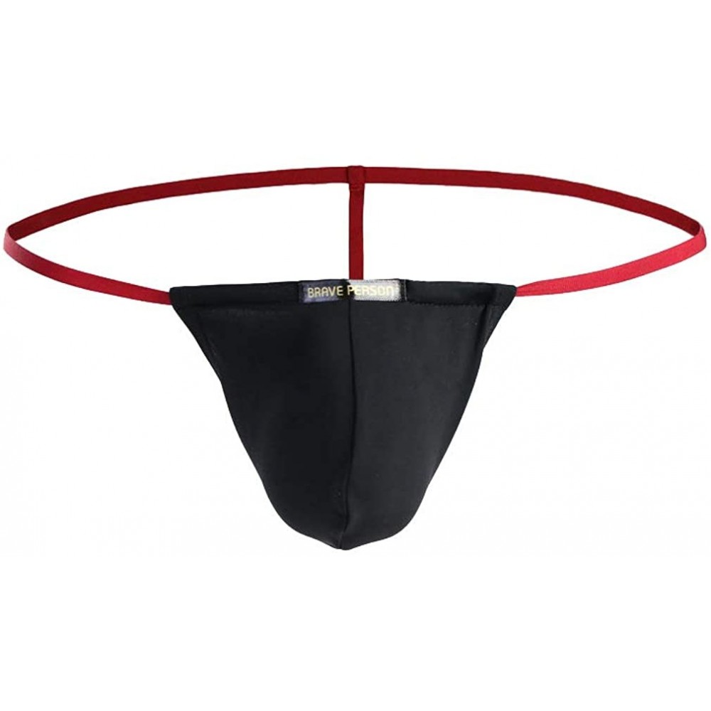 Bikinis Men's New Transparent Sexy T-Back Underwear Sexy Thongs - Black - CS193LU6622