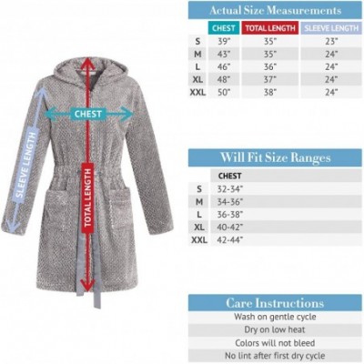 Robes Women's Warm Fleece Zipper Robe with Hood- Jacquard Cover Up - Light Blue - C118TME8NWN