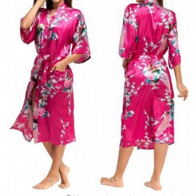 Robes Silk Kimono Robe Bathrobe Women Satin Robe Silk Robes Night Sexy Robes Night Grow for Bridesmaids As the Photo Show1 - ...