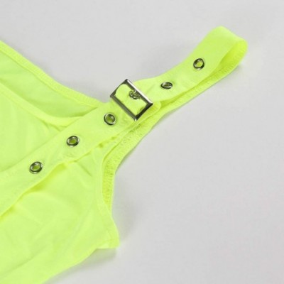 Shapewear Women Sexy Sleeveless Bodysuit Fashion Square Collar Adjustable Strap Skinny Tank top Bodysuit - Neon Green - C218R...